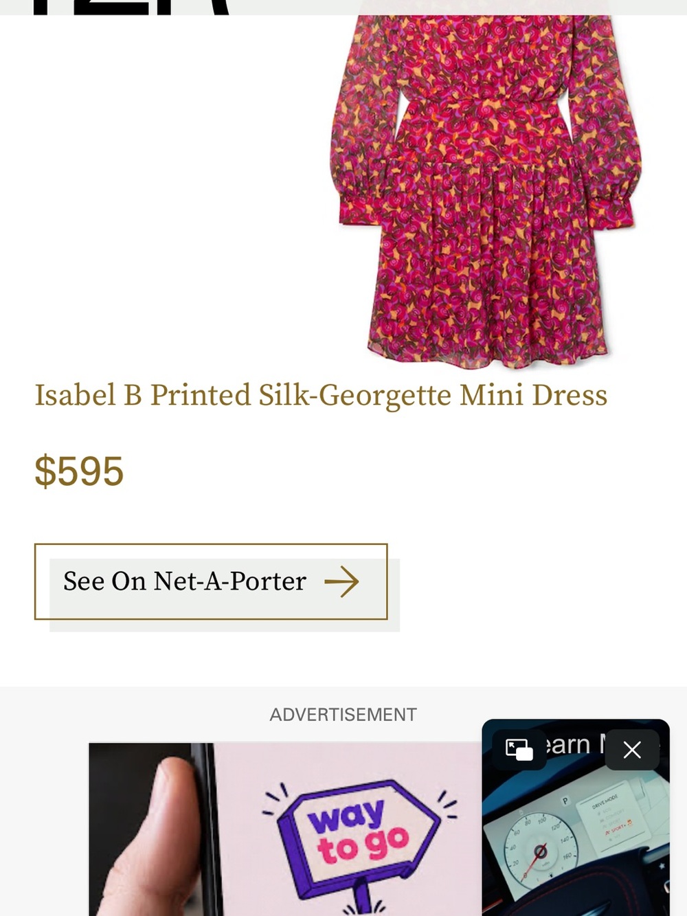 Saloni Isabel B Printed Silk Georgette Mini Dress sz 4 - Picture 3 of 8